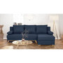 Voir la diapositive 2 : MARKET24 TEIJO Canapé d'angle convertible - Tissu bleu foncé - L 197 x P 91/132 x H 82 cm