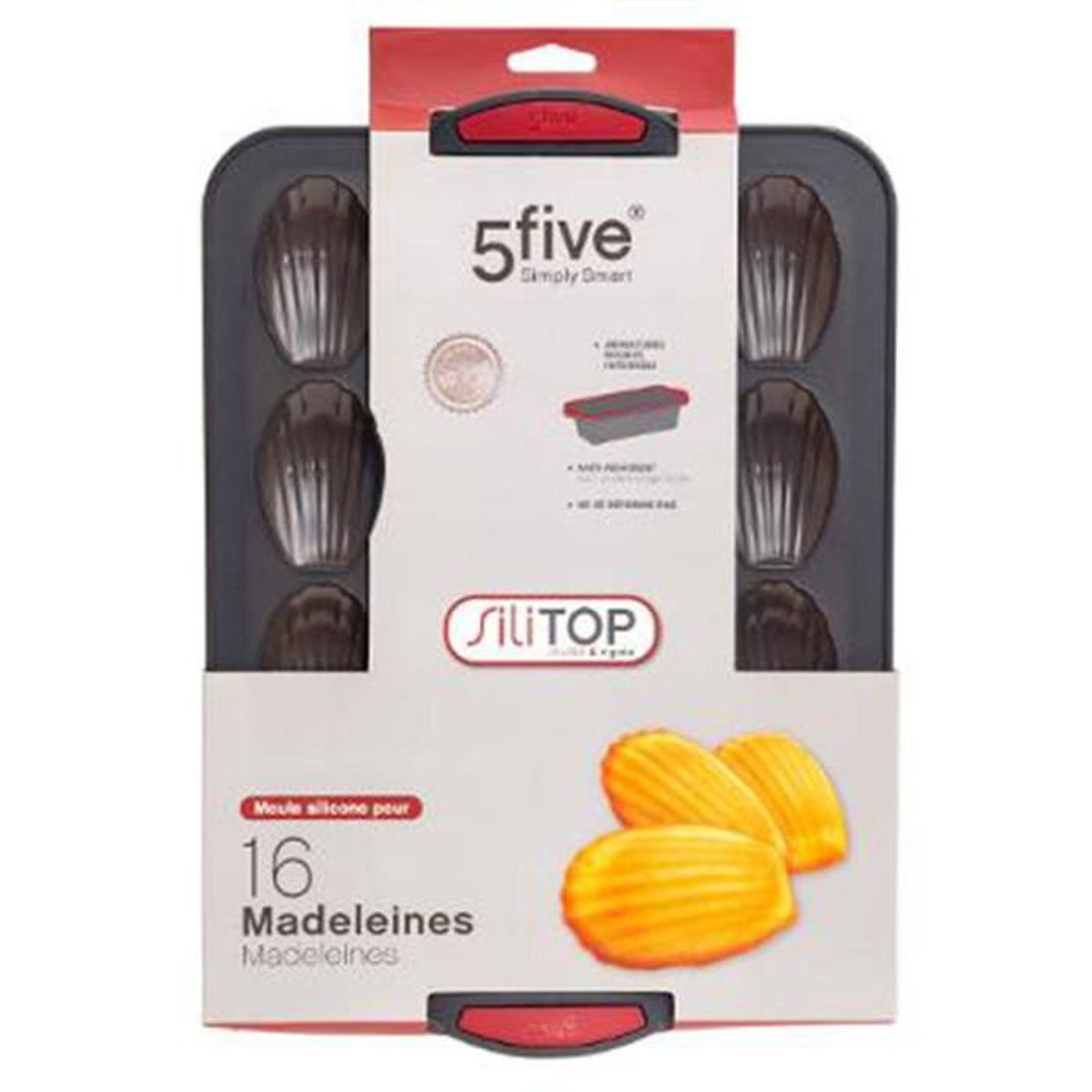 Voir la diapositive 4 : FIVE Moule 16 madeleines silicone  silitop  33cm gris