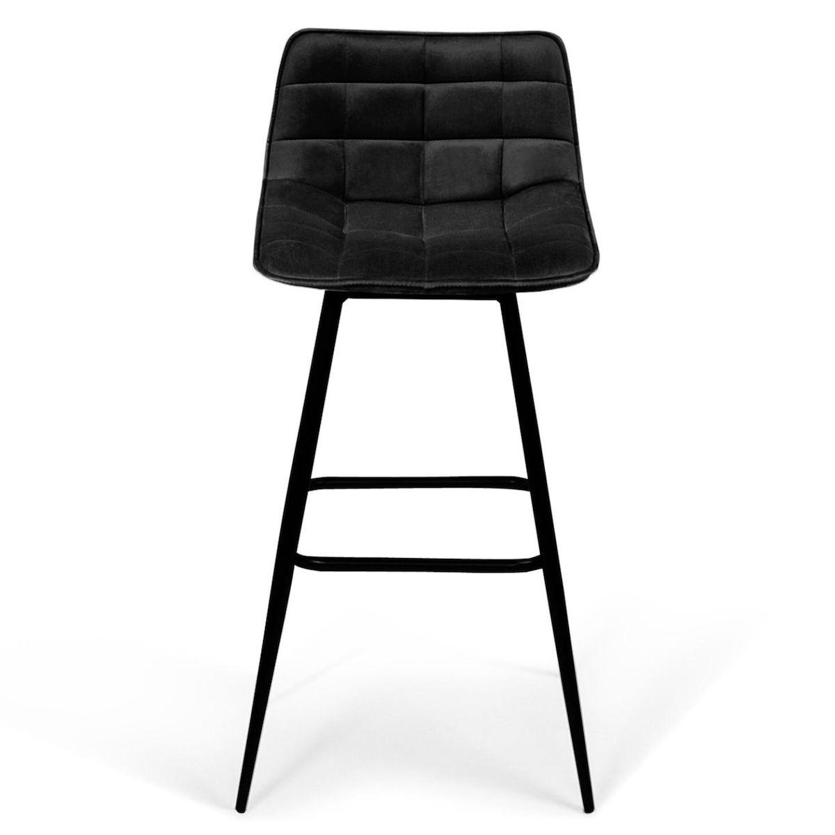 ID MARKET Lot de 2 tabourets de bar MADY en velours noir