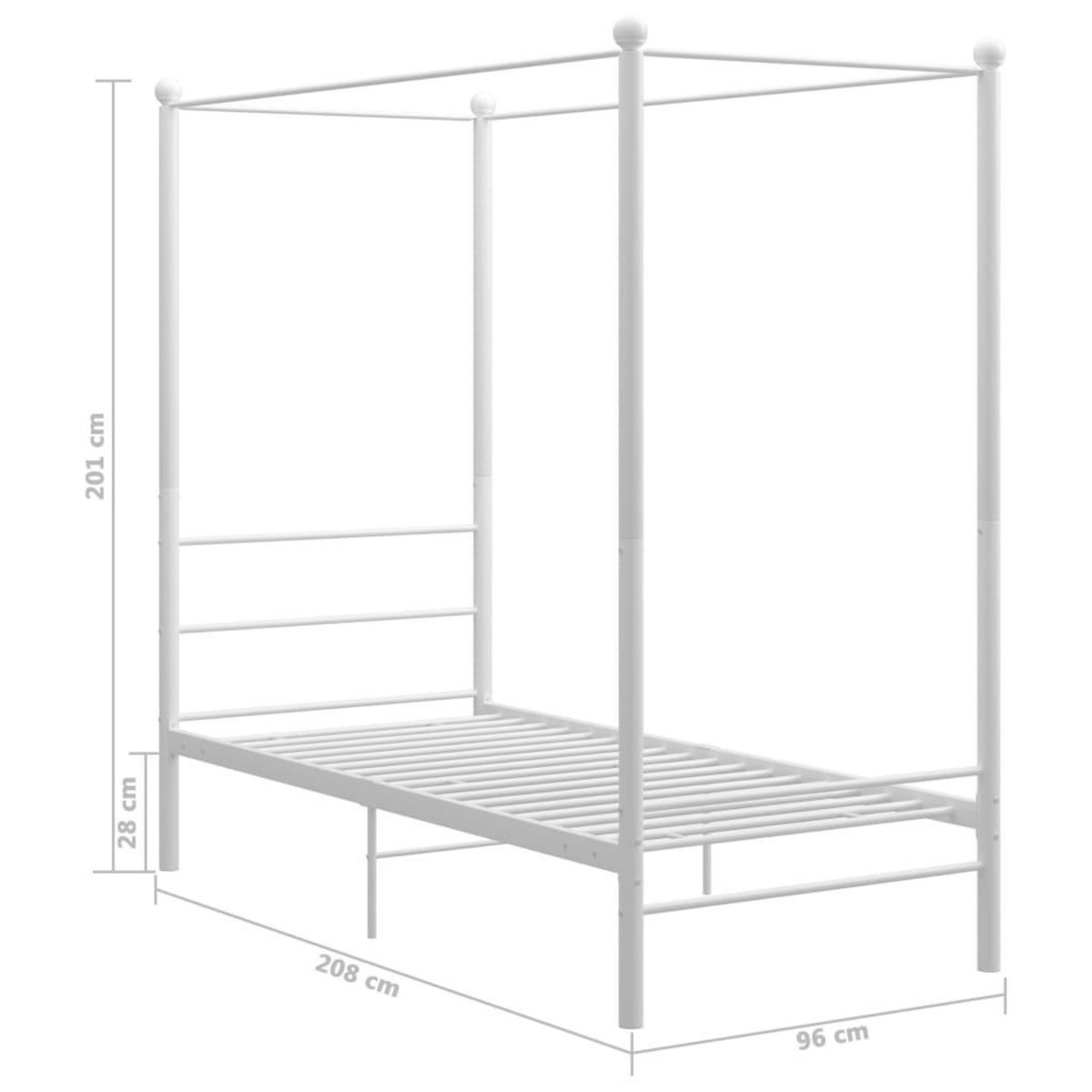 VIDAXL Cadre de lit a baldaquin sans matelas blanc metal 90x200 cm