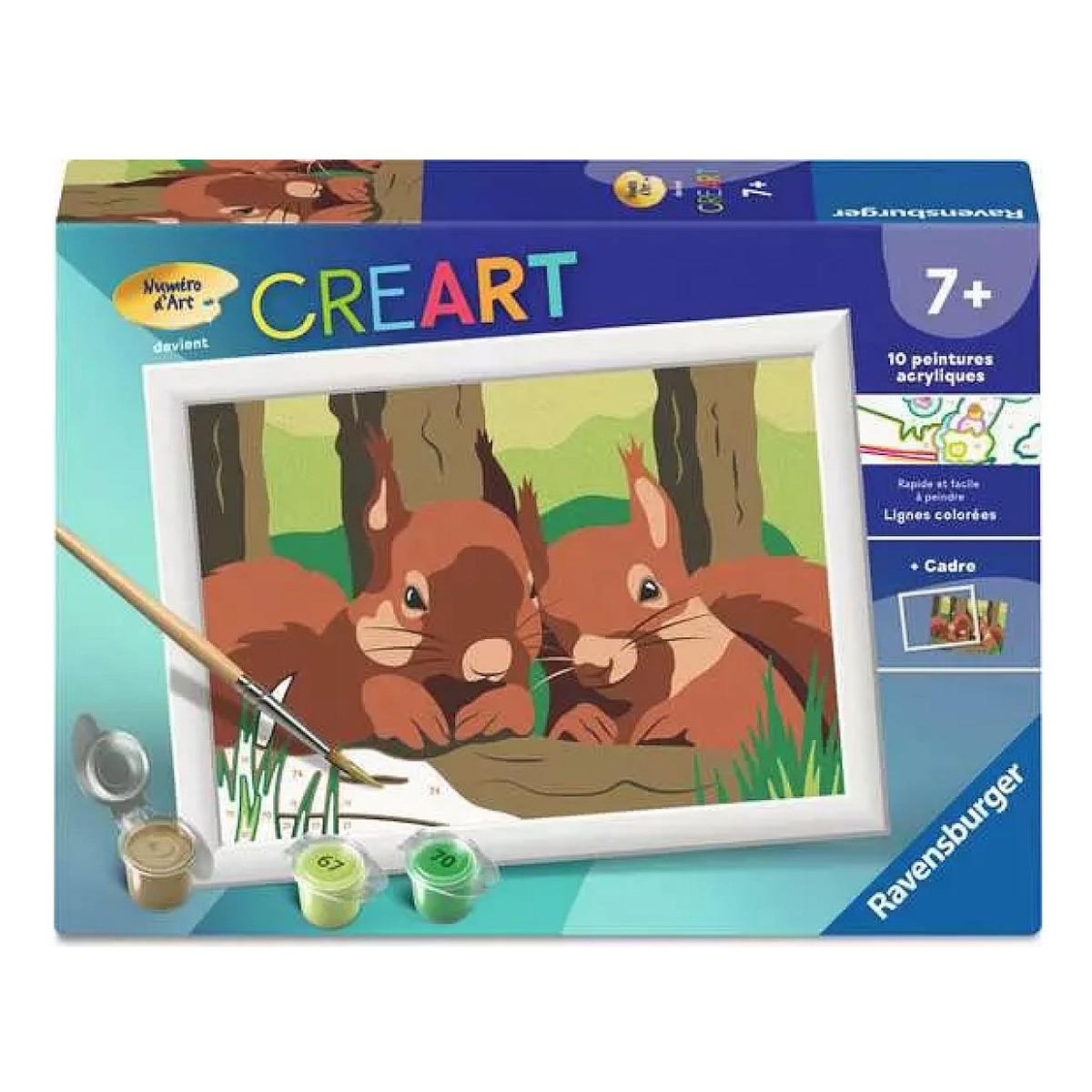 RAVENSBURGER Peinture par numero enfant des 7 ans - CreArt Kids - 13x18cm - Ecureuils en forêt