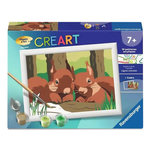 RAVENSBURGER Peinture par numero enfant des 7 ans - CreArt Kids - 13x18cm - Ecureuils en forêt