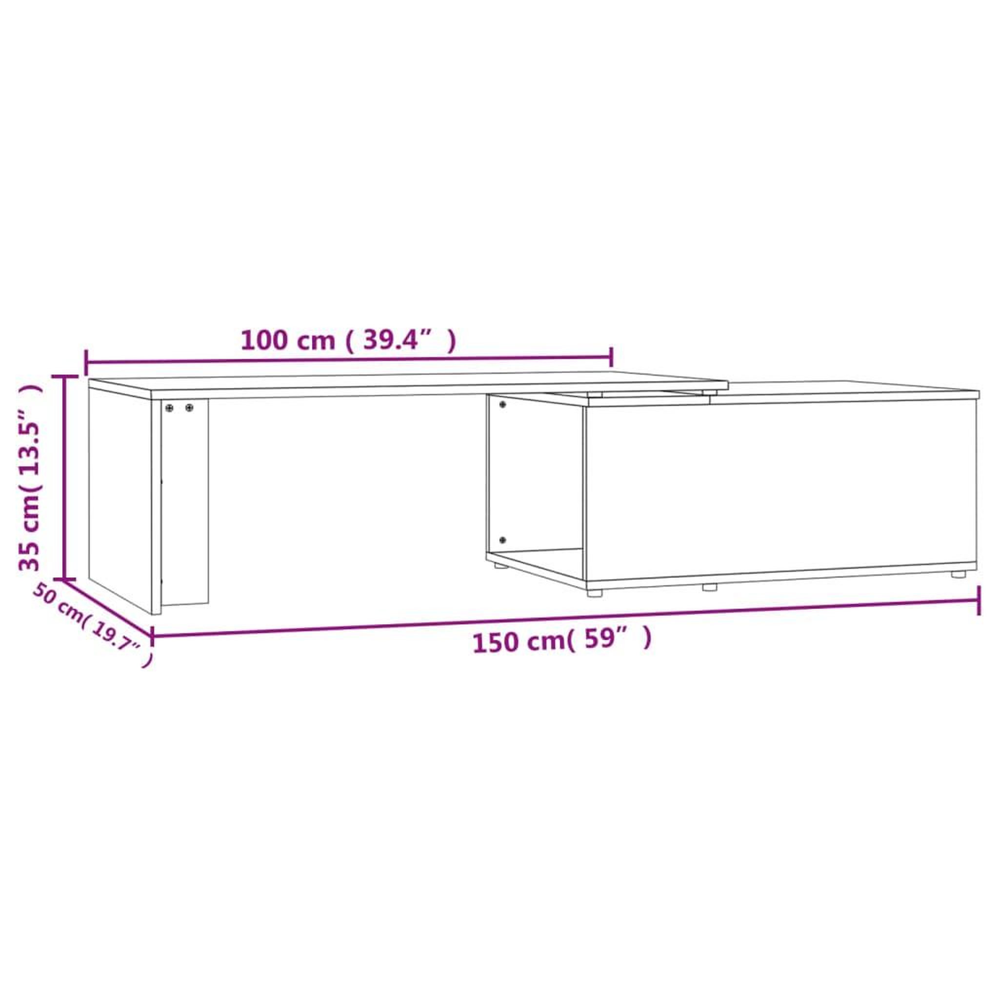 Voir la diapositive 6 : VIDAXL Table basse gris beton 150x50x35 cm bois d'ingenierie