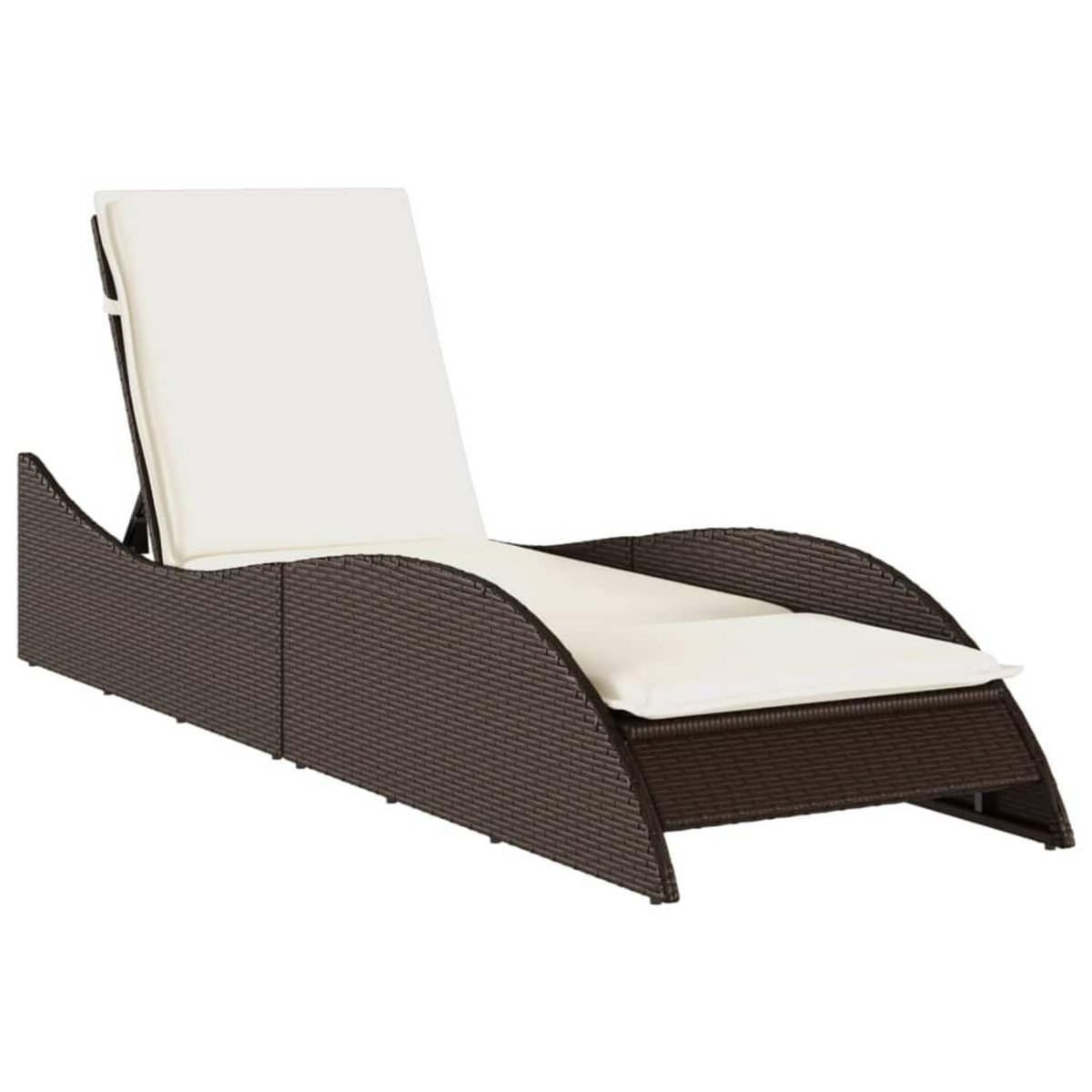 VIDAXL Chaise longue avec coussin marron 60x205x73 cm resine tressee