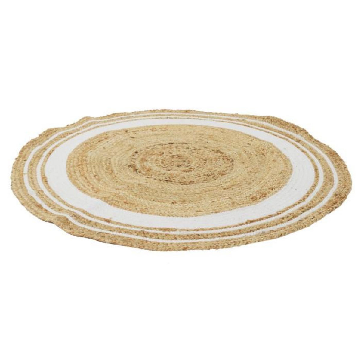 Paris Prix Tapis Rond Déco en Jute  Limo  90cm Blanc