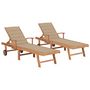 Voir la diapositive 1 : VIDAXL Chaises longues lot de 2 avec coussin beige Bois de teck solide