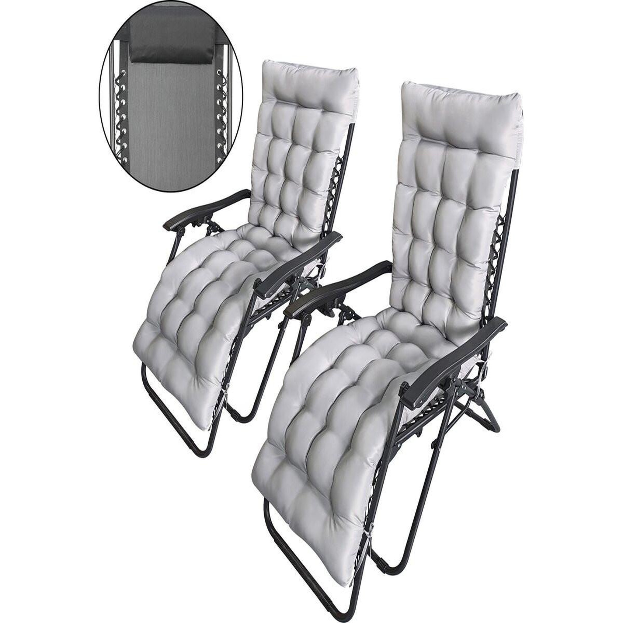 Habitat et Jardin Lot de 2 fauteuils de jardin inclinable zéro gravité avec coussin matelassé  sintra  - noir