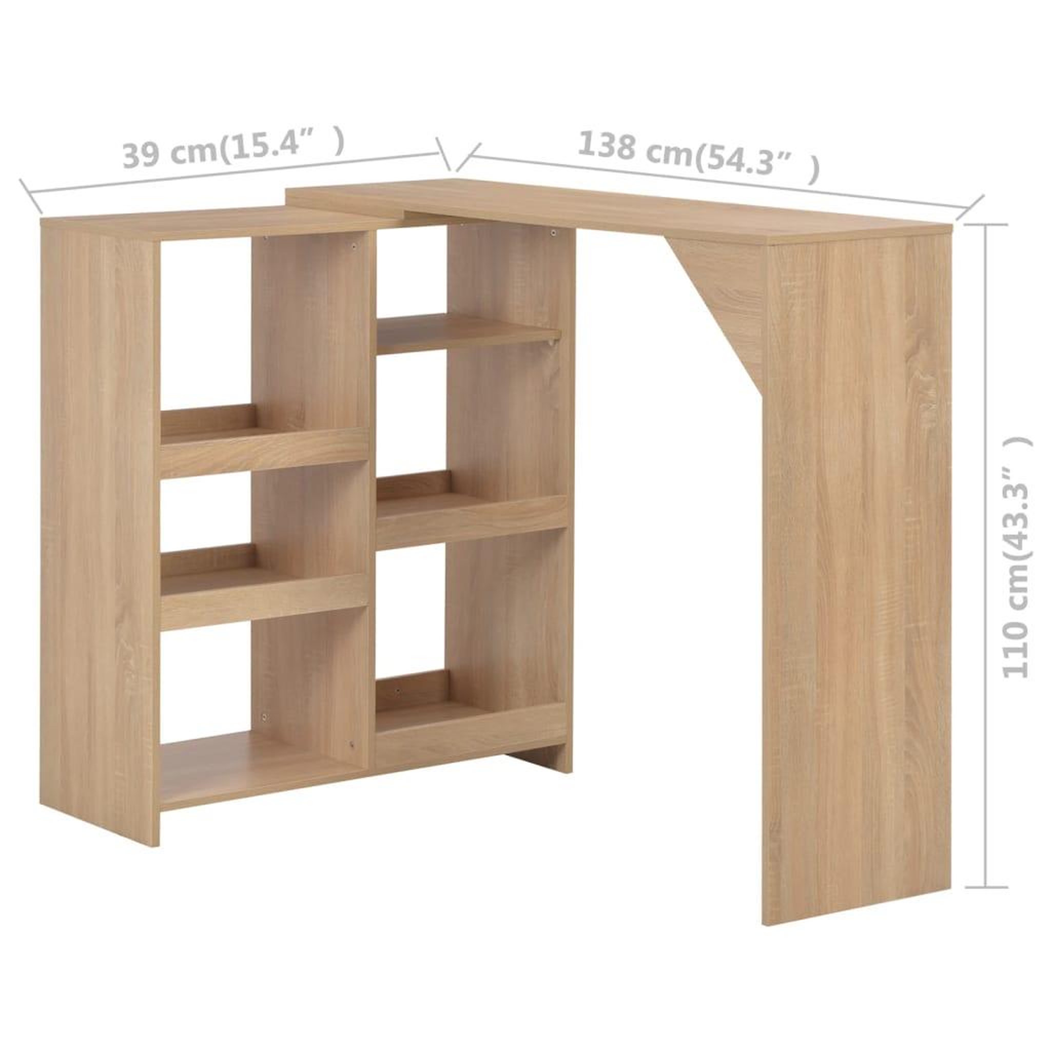 Voir la diapositive 6 : VIDAXL Table de bar avec tablette amovible Chene 138x39x110 cm