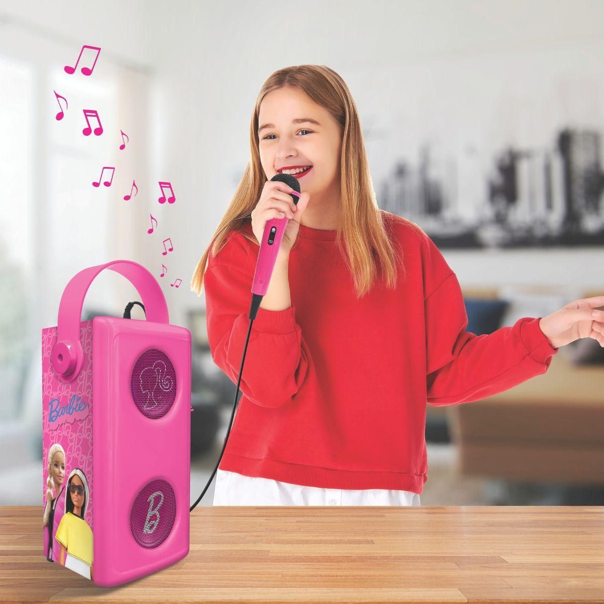 Lexibook Puissante enceinte Bluetooth lumineuse Barbie avec micro