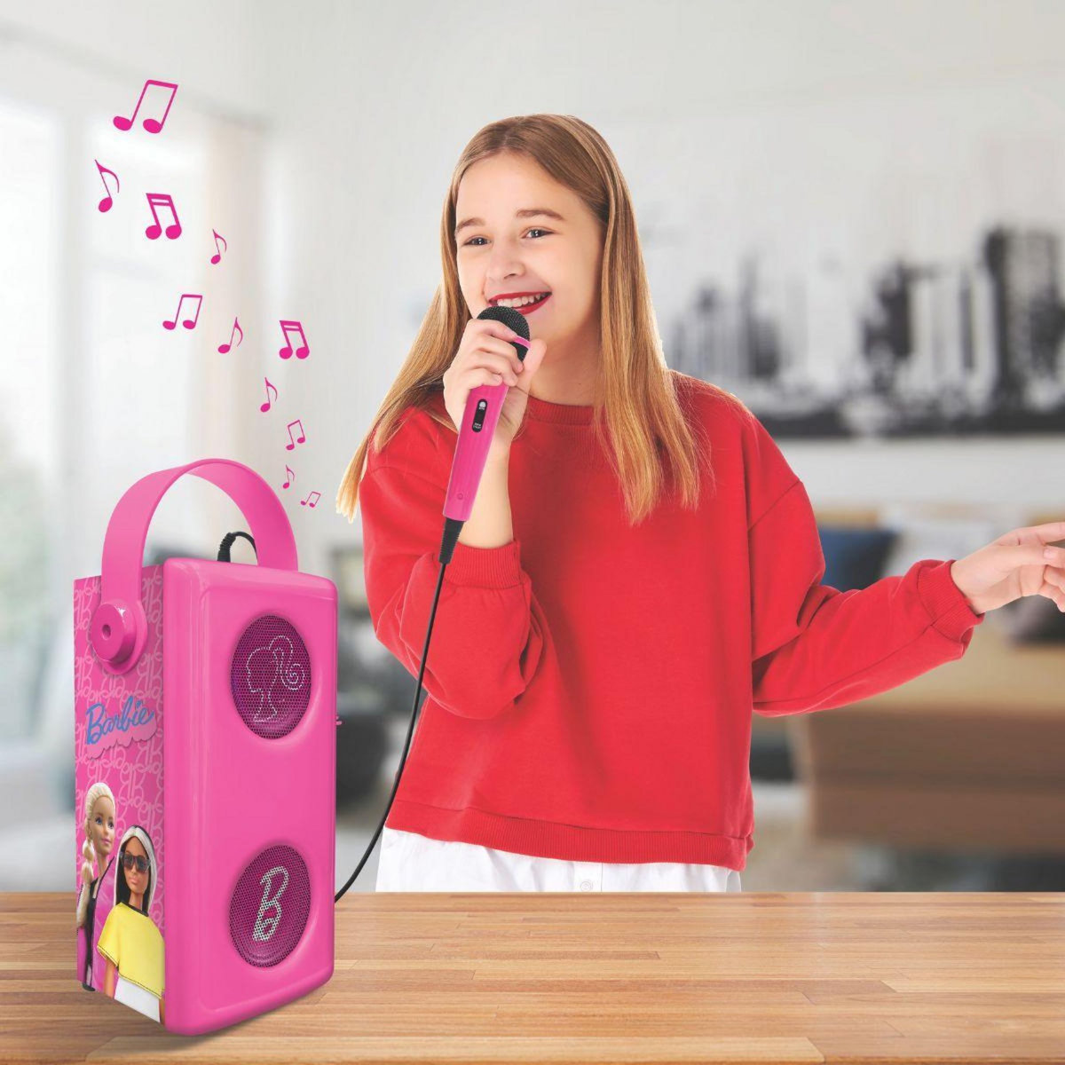 Lexibook Puissante enceinte Bluetooth lumineuse Barbie avec micro