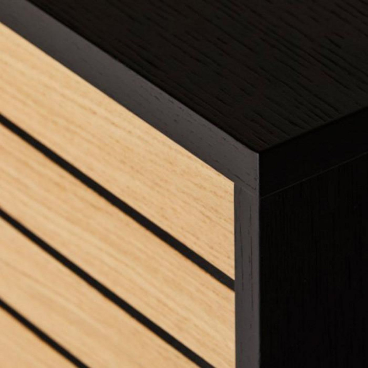 Paris Prix Buffet 4 Portes & 2 Niveaux  Stripe  161cm Chêne & Noir