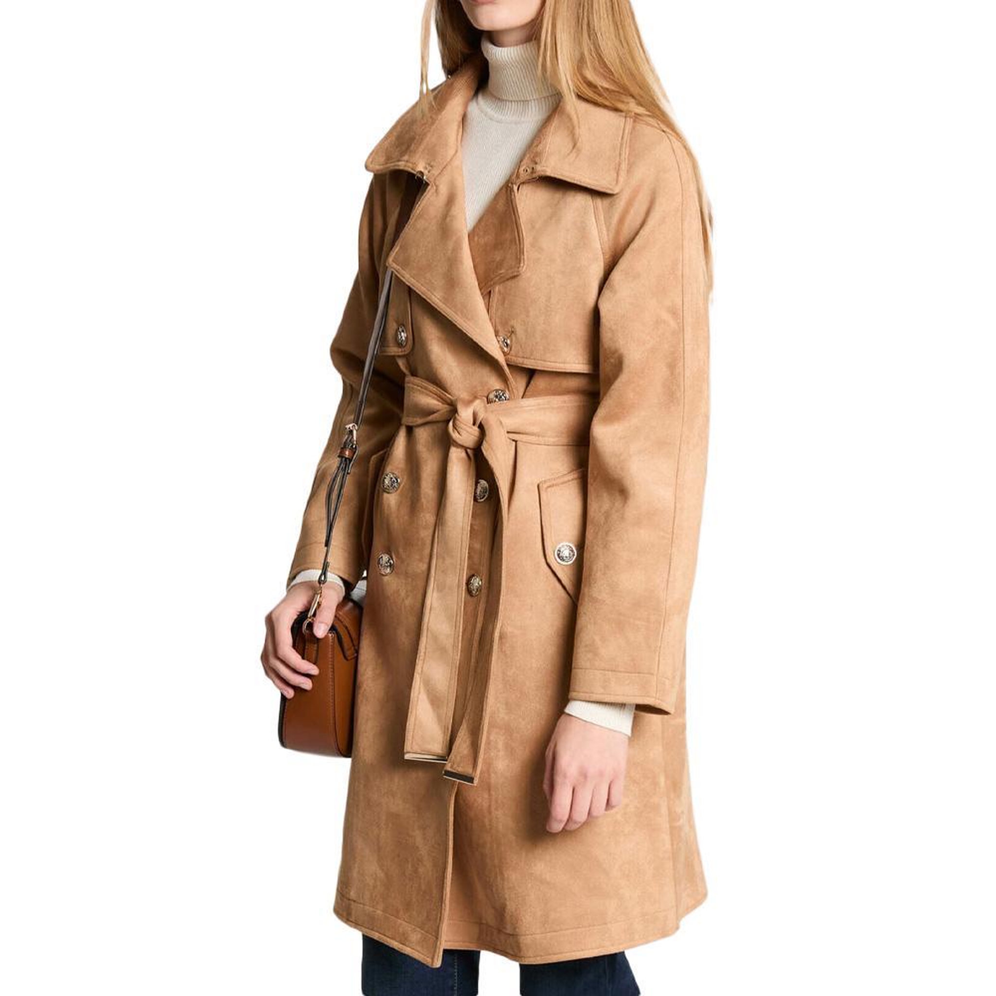 Voir la diapositive 1 : MORGAN Manteau marron femme morgan trench long en suédine