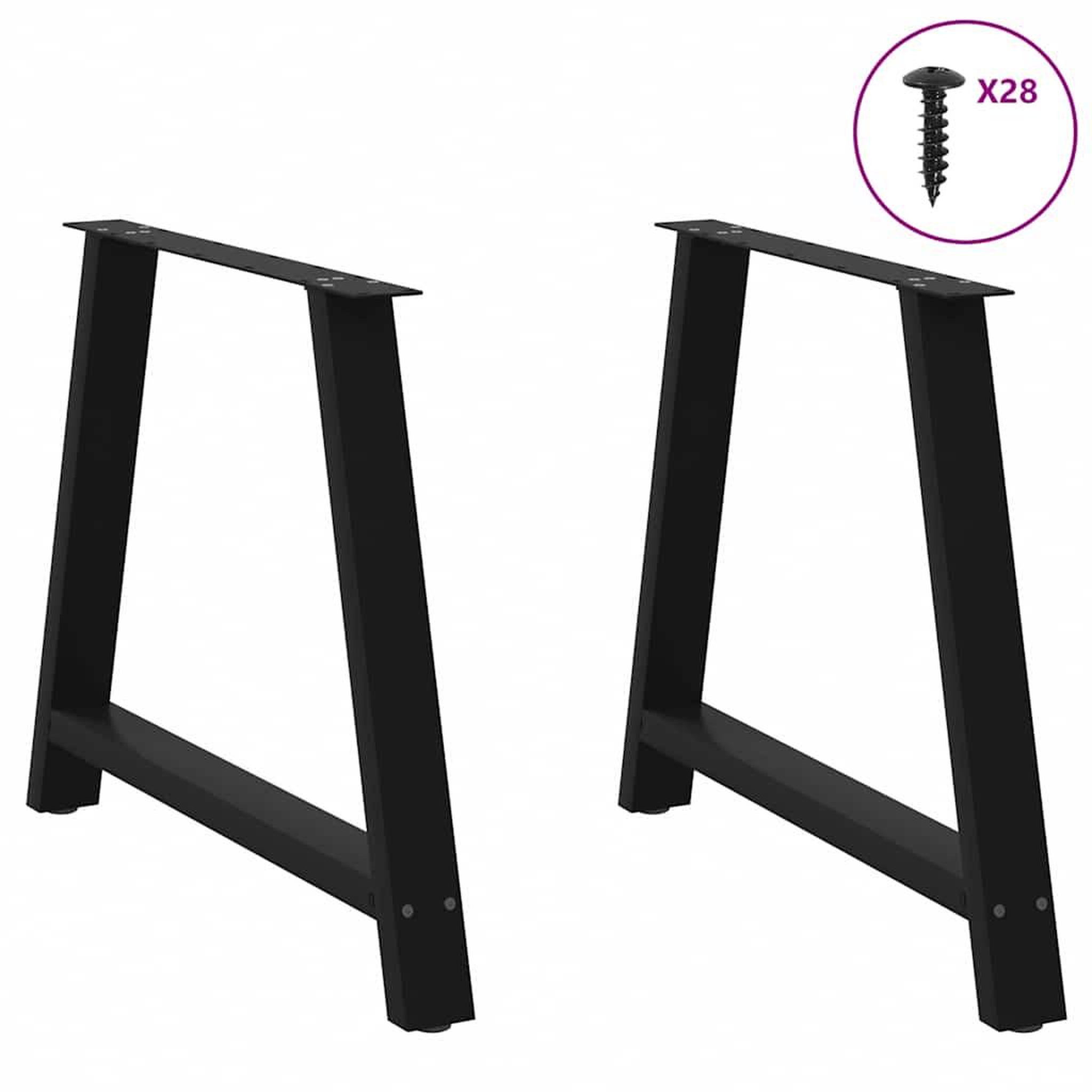 Voir la diapositive 3 : VIDAXL Pieds de table basse forme de A 2 pcs noir 90x(72-73) cm acier