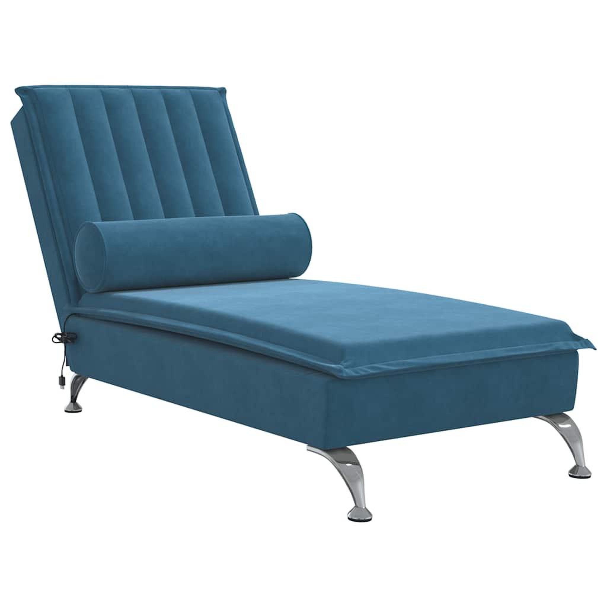 Voir la diapositive 2 : VIDAXL Chaise longue de massage avec traversin bleu velours