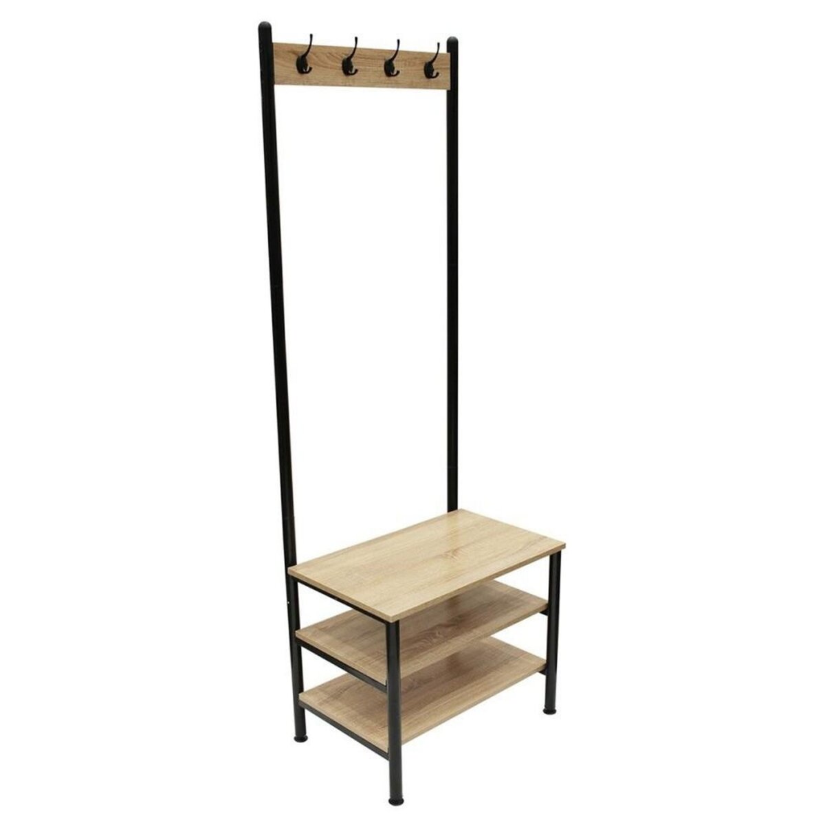 The Home Deco Factory Meuble porte manteaux 4 crochets 3 étagères