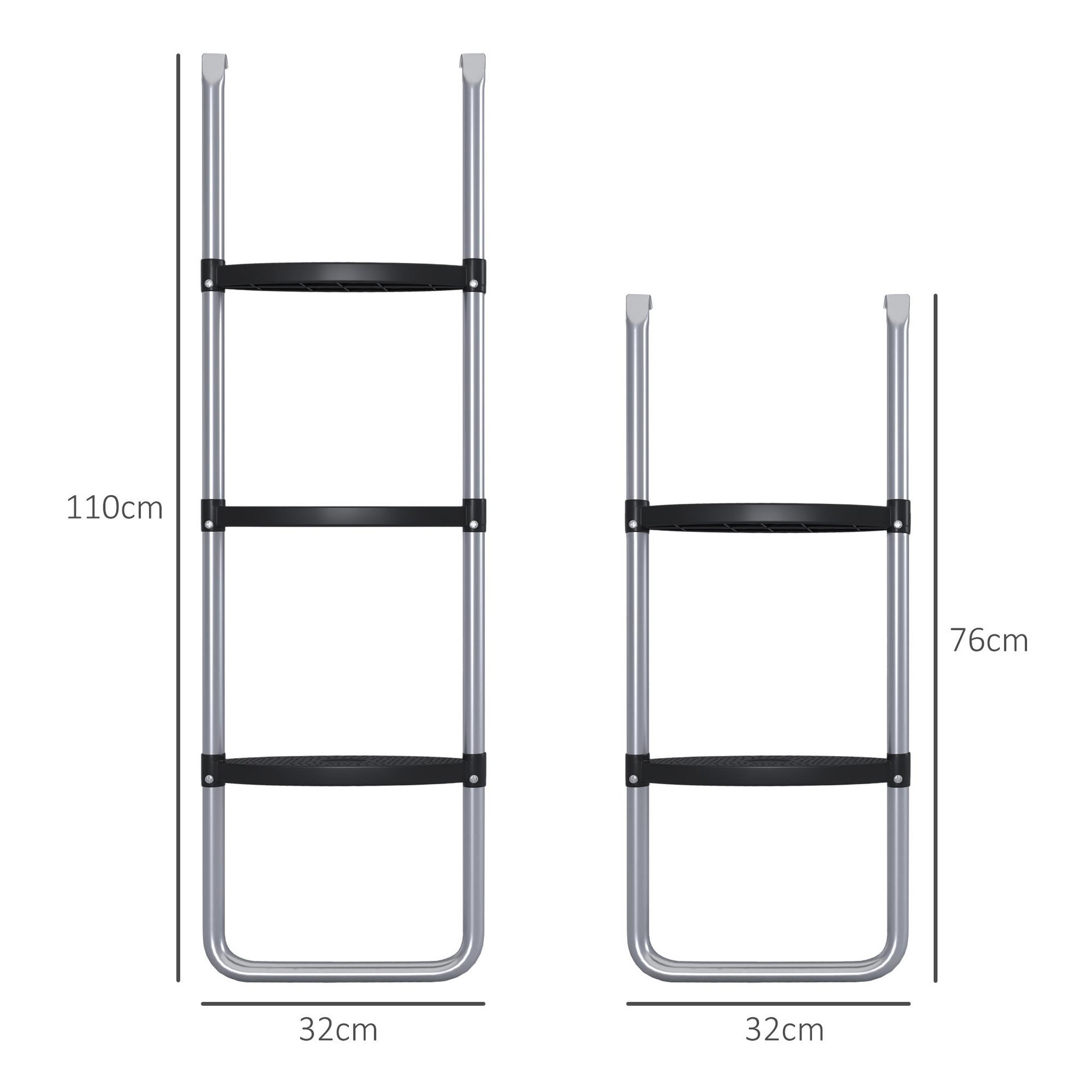 Voir la diapositive 3 : HOMCOM Échelle de trampoline 3 ou 2 échelons 120 Kg max.