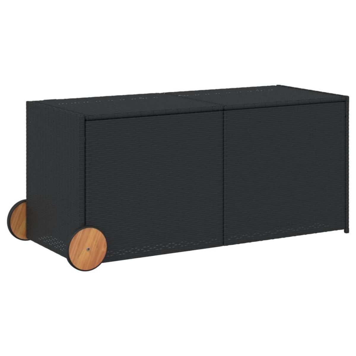 VIDAXL Boîte de rangement de jardin et roues noir 283L resine tressee
