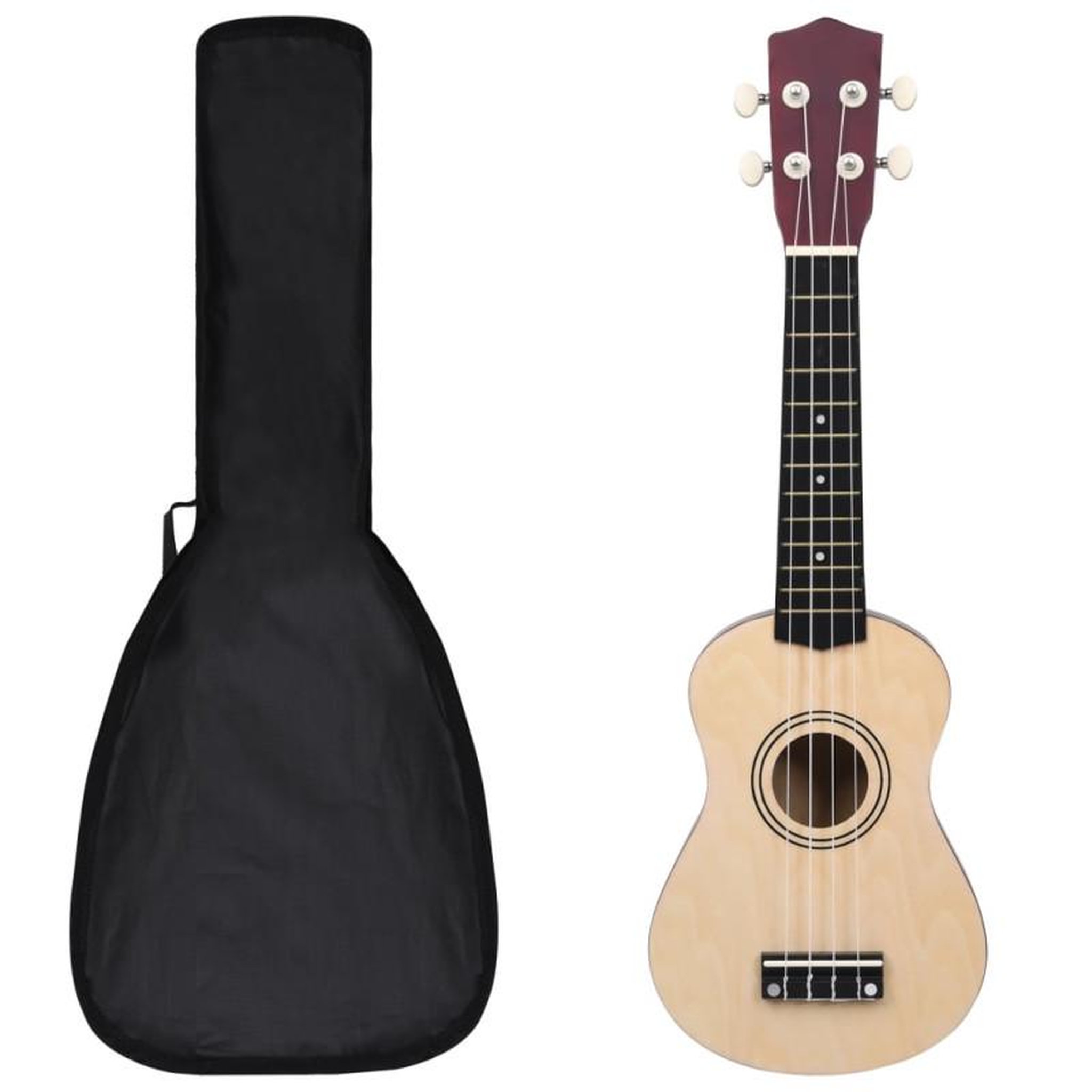 VIDAXL Jeu de ukulélé soprano avec sac pour enfants bois clair 21