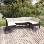 VIDAXL Salon de jardin 6 pcs avec coussins Resine tressee Marron