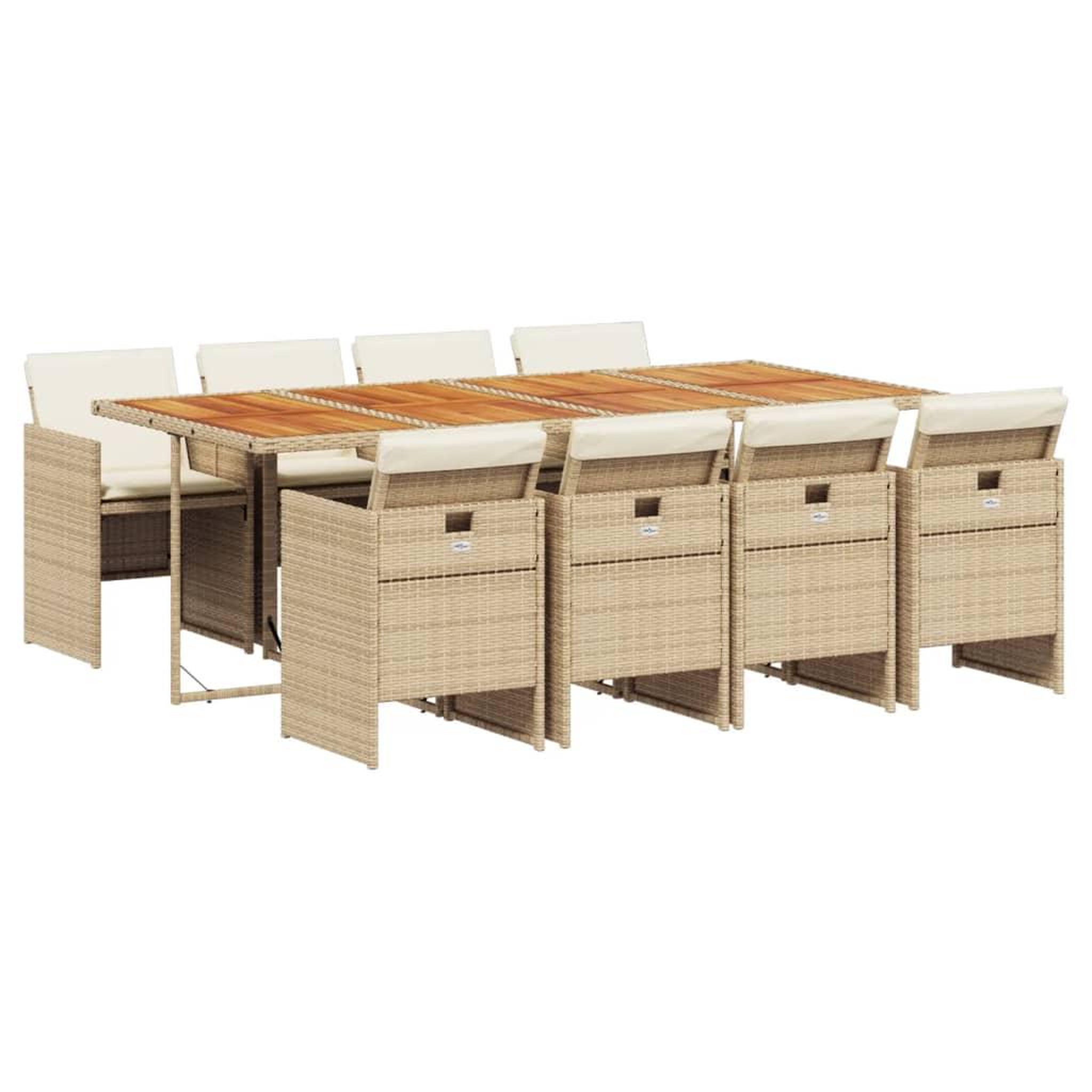 Voir la diapositive 2 : VIDAXL Ensemble a manger de jardin et coussins 9 pcs beige Poly rotin