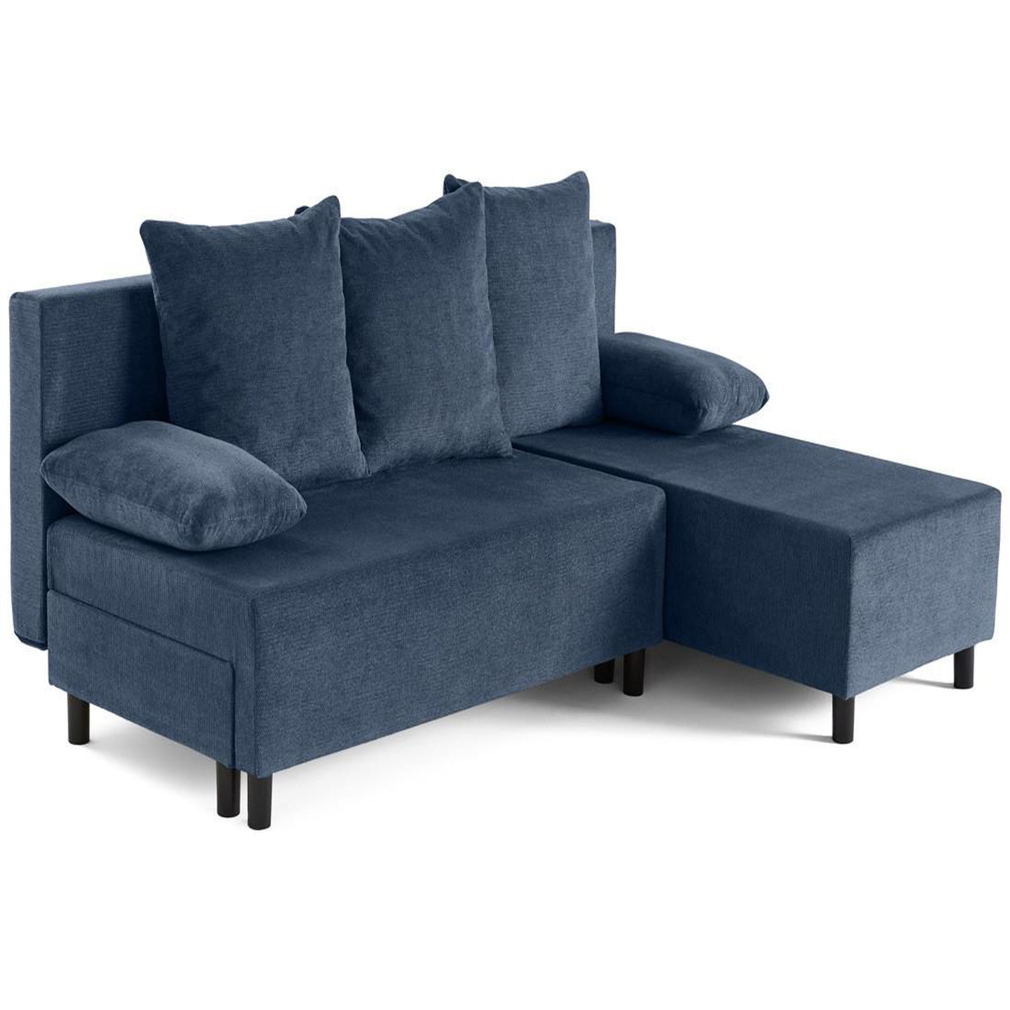 Voir la diapositive 2 : BEST MOBILIER Gloria - canapé d'angle réversible 4 places convertible avec coffre en tissu texturé