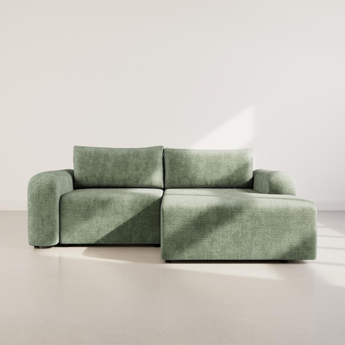 BEST MOBILIER Rebecca - canapé d'angle droit 4 places convertible avec coffre en velours texturé