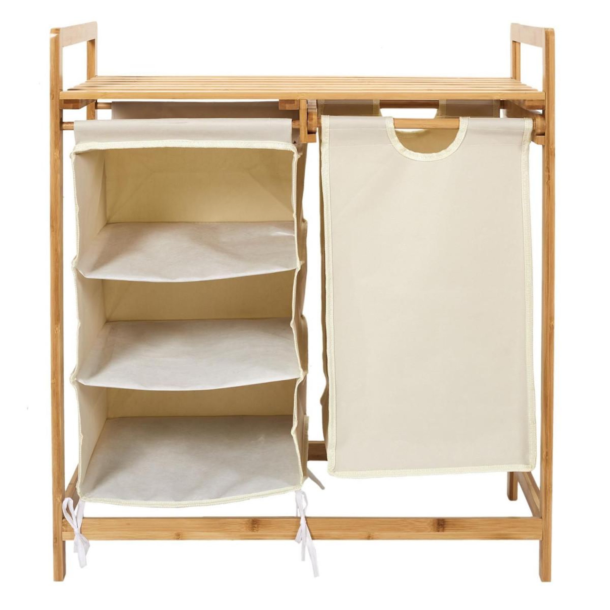 Voir la diapositive 3 : The Home Deco Factory Meuble à linge rangements  bambou  77cm beige