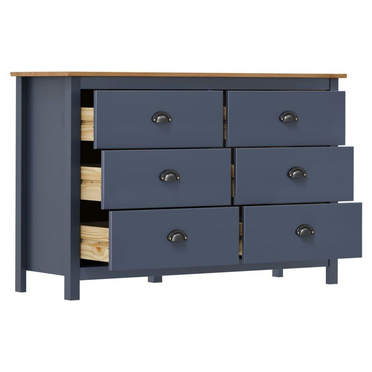 VIDAXL Buffet Hill Gris 125x40x80 cm Bois de pin solide
