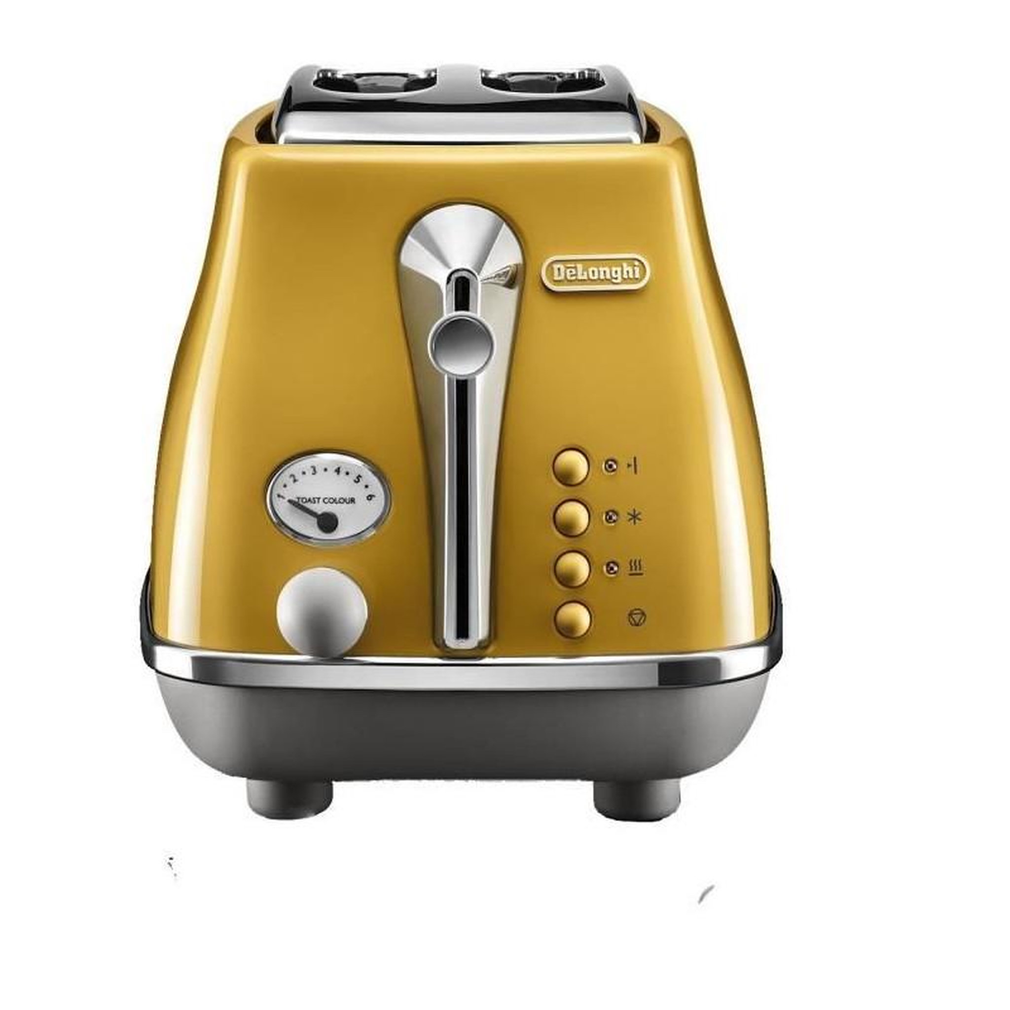 DELONGHI Toaster DELONGHI ICONA CAPITALS 2 tranches - 900W - Grille pain 3 fonctions - Chauffe viennoisseries inclus - Jaune
