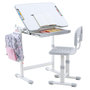 Voir la diapositive 5 : IDIMEX Ensemble bureau et chaise pour enfant TUTTO table et chaise réglable en hauteur, pupitre inclinable, métal blanc et plastique gris