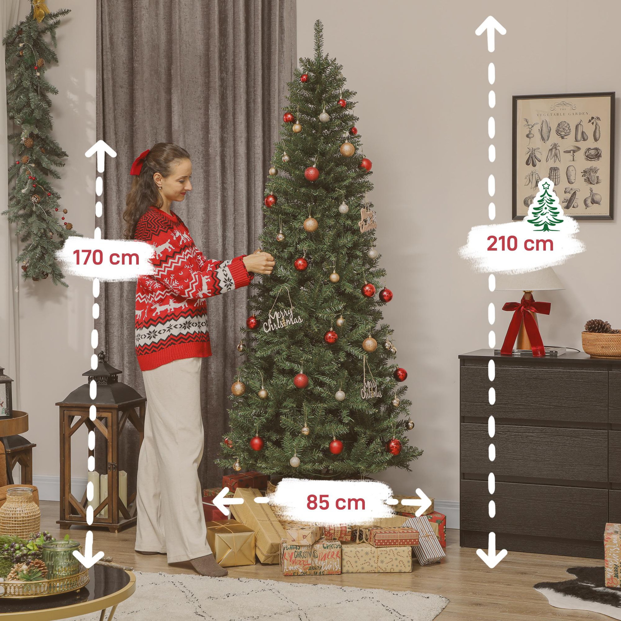 Voir la diapositive 3 : HOMCOM Sapin de noël artificiel led x 350 blanc chaud ou multicolore 9 modes h.210 cm 1273 branches support vert