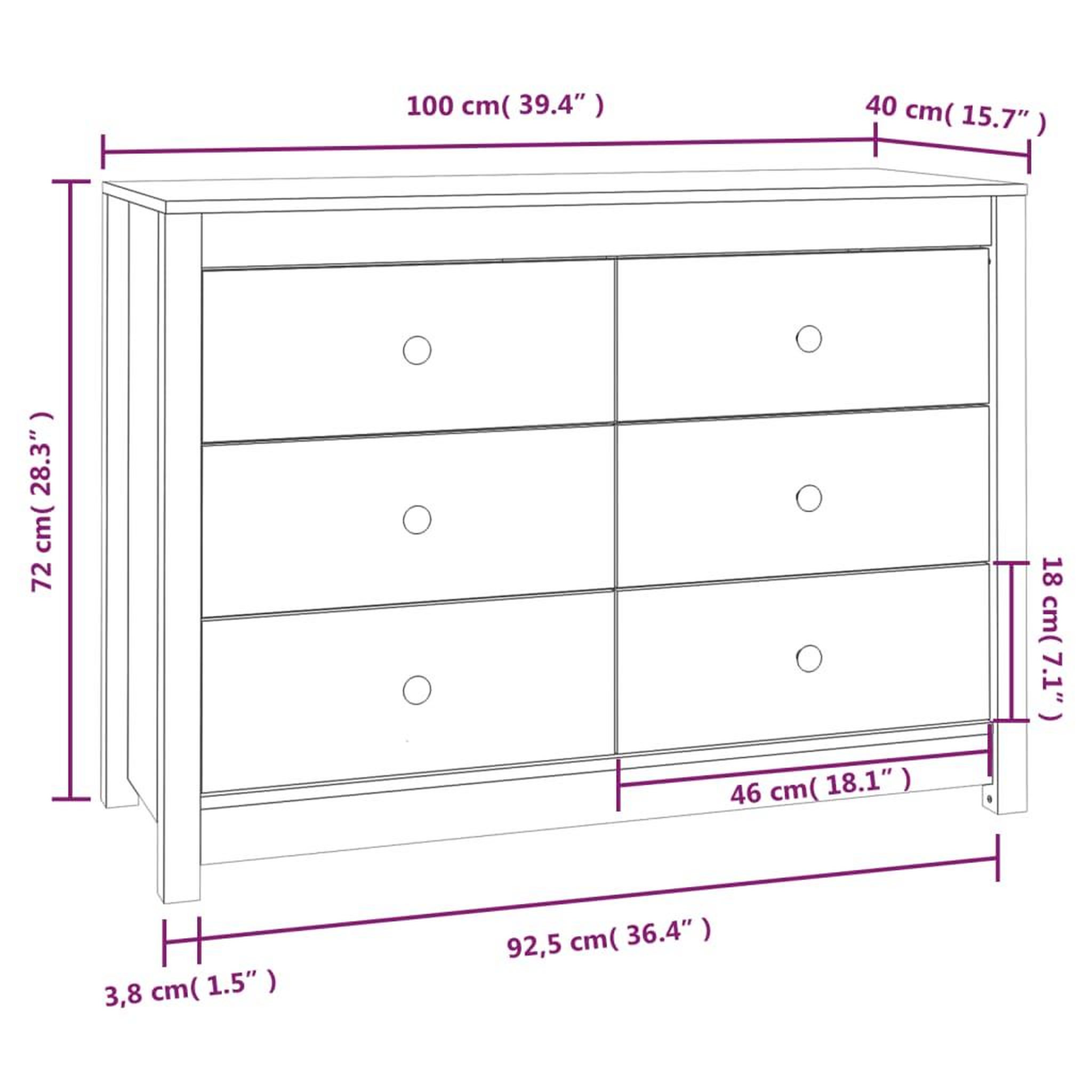 Voir la diapositive 6 : VIDAXL Armoire laterale Blanc 100x40x72 cm Bois de pin massif