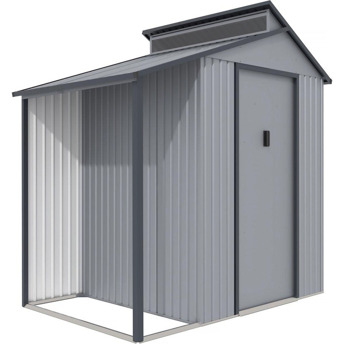 Habitat et Jardin Abri de jardin métal avec pergola  Madras  - 5.64 m² - 193 x 292 x 229 cm - Gris