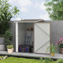 Voir la diapositive 2 : OUTSUNNY Abri de jardin - remise pour outils - cabanon porte verrouillable - dim. 1L x 1,03l x 1,6H m - tôle d'acier ondulée taupe