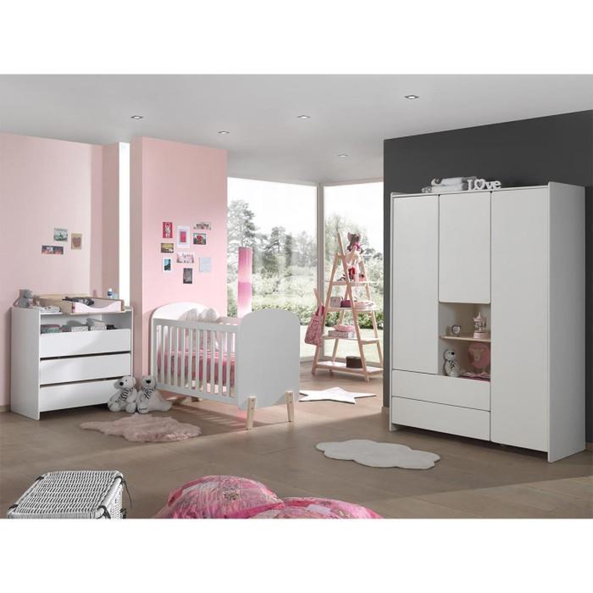 Paris Prix Chambre Complète Bébé 5P  Kiddy  Blanc