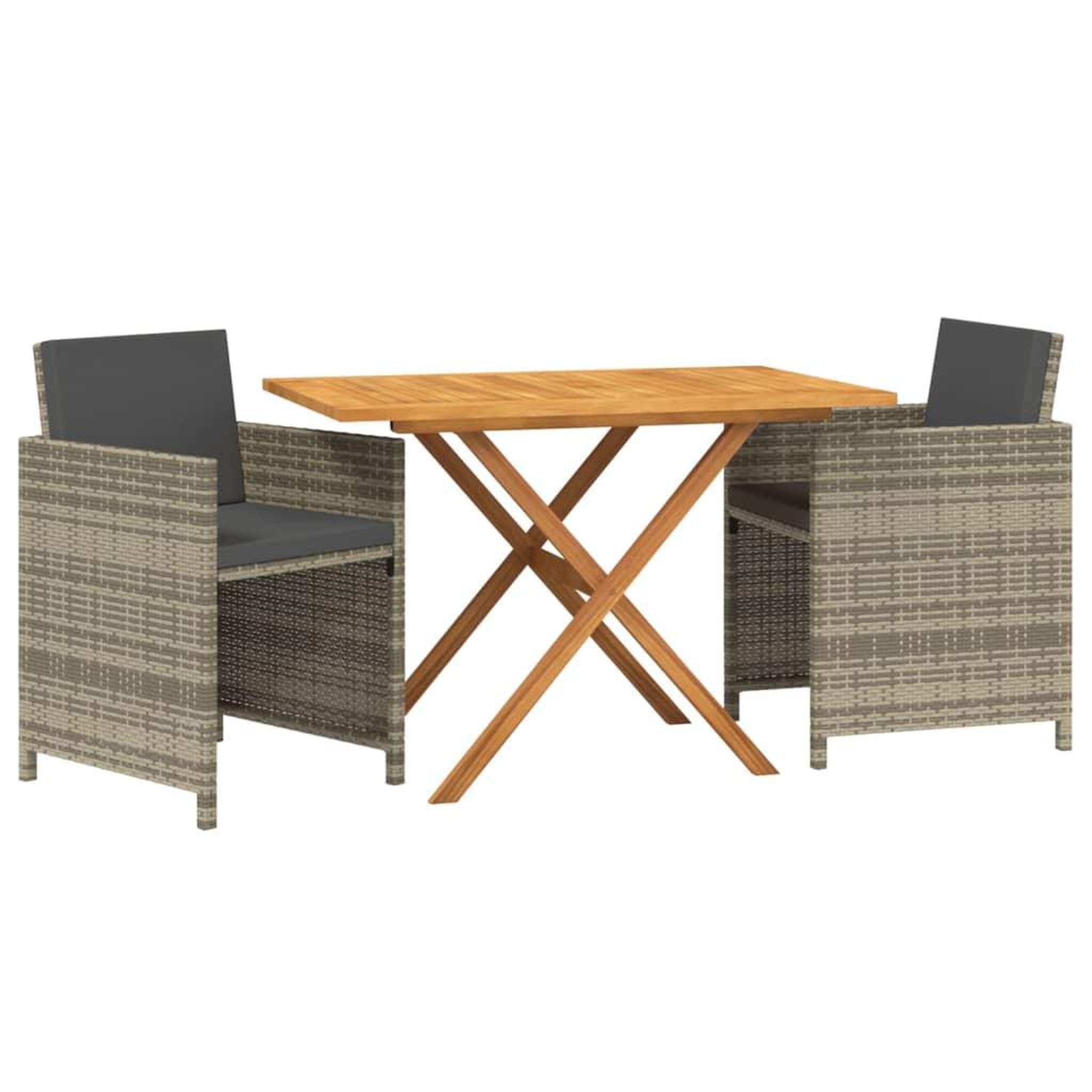 Voir la diapositive 3 : VIDAXL Ensemble a manger de jardin 3 pcs avec coussins Gris