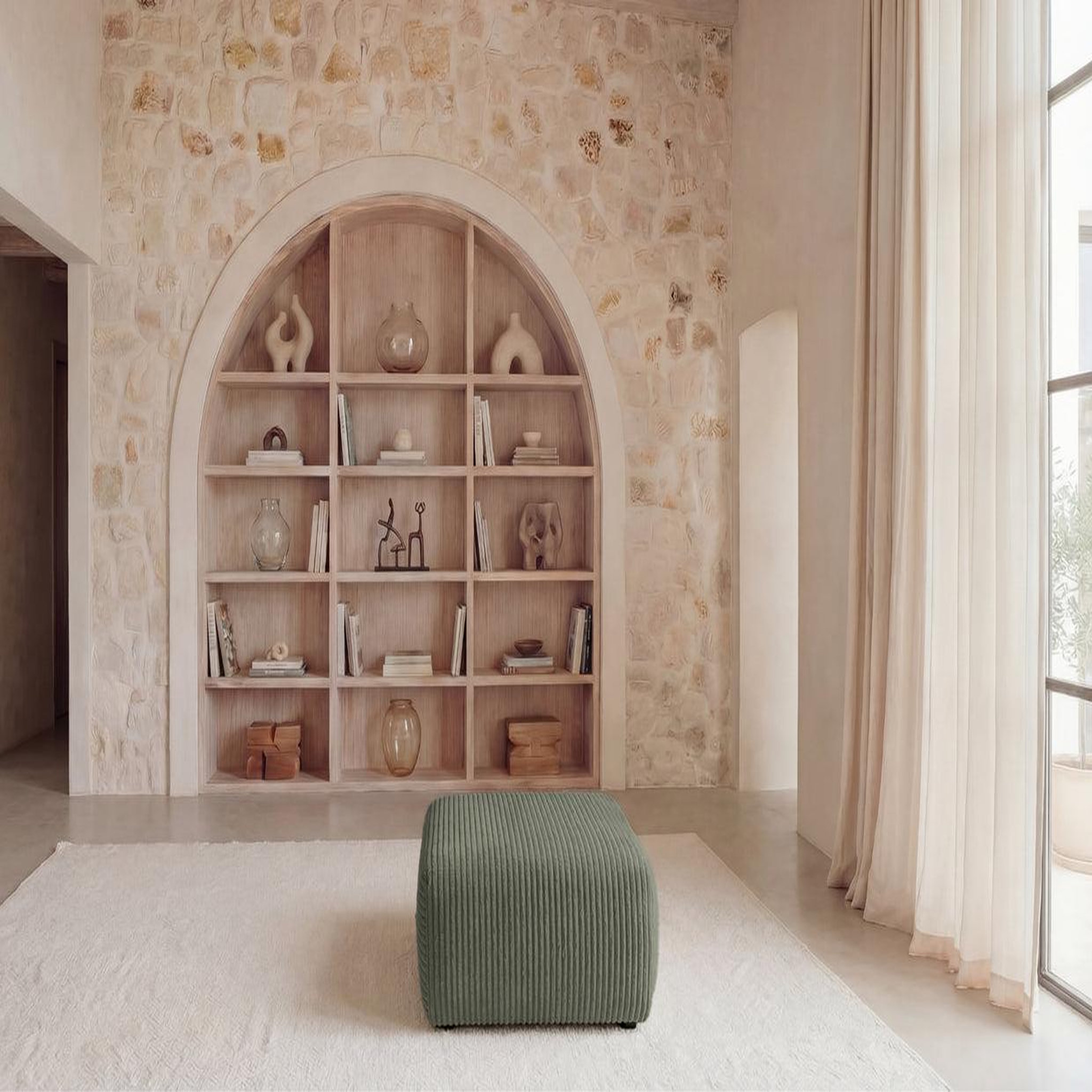 Voir la diapositive 3 : CASANOVA PARIS Elvis - pouf en gros velours côtelé 96x87x44