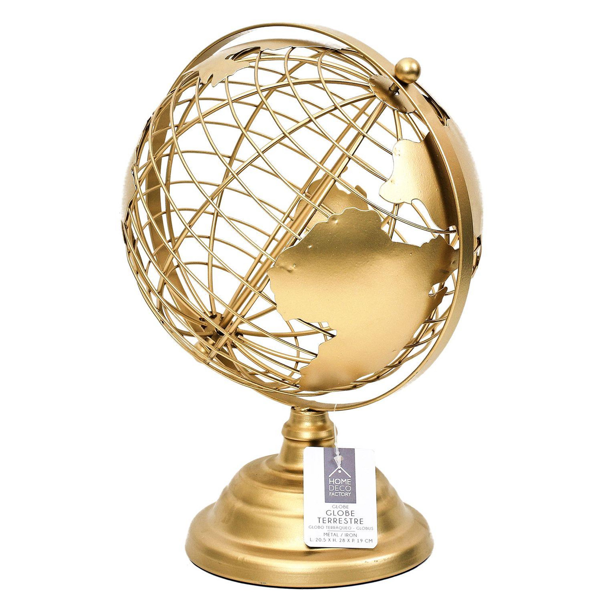 Voir la diapositive 4 : TOILINUX Globe terrestre décoratif en métal - doré