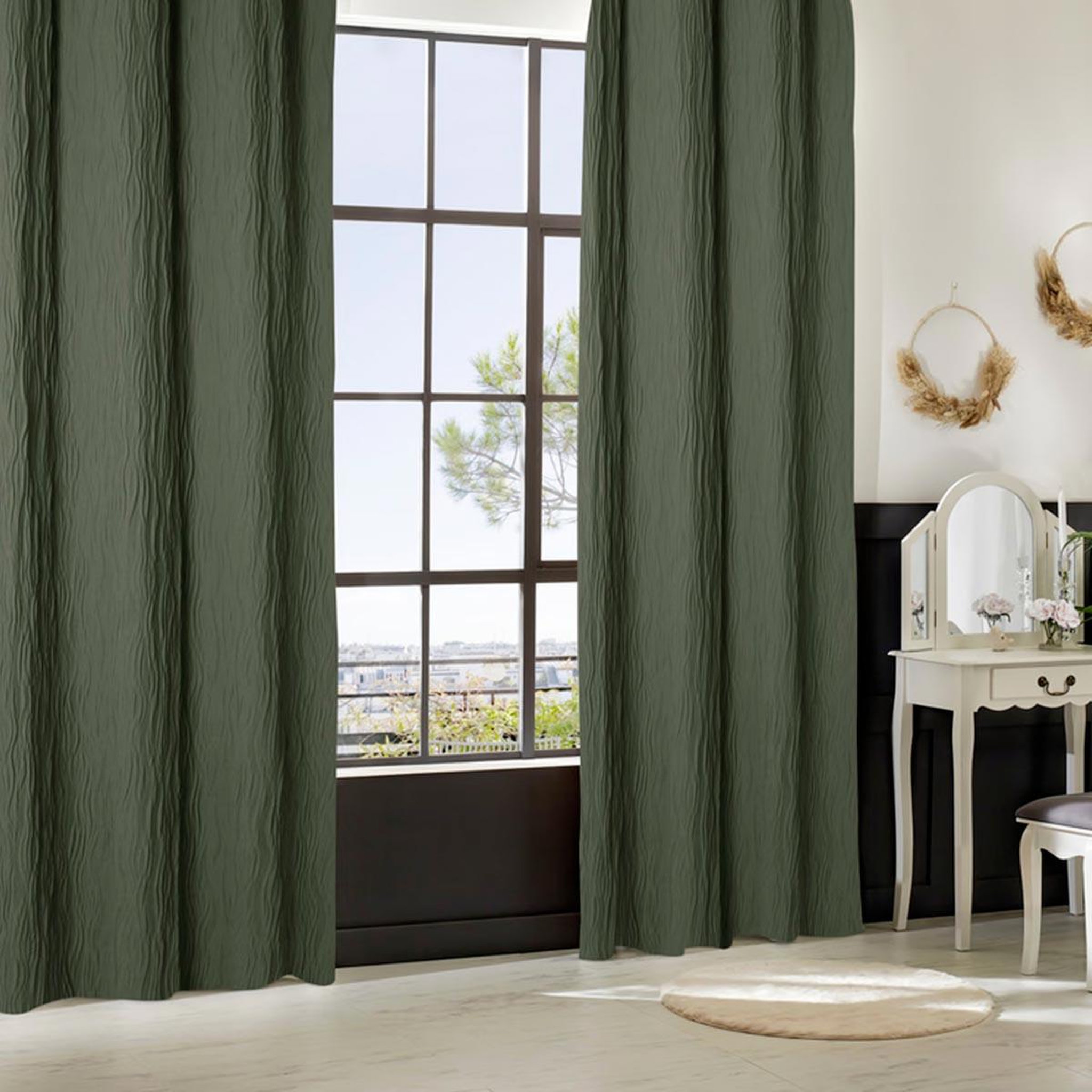 ATMOSPHERA Rideau plissé à œillets  maëly  135x260cm vert kaki