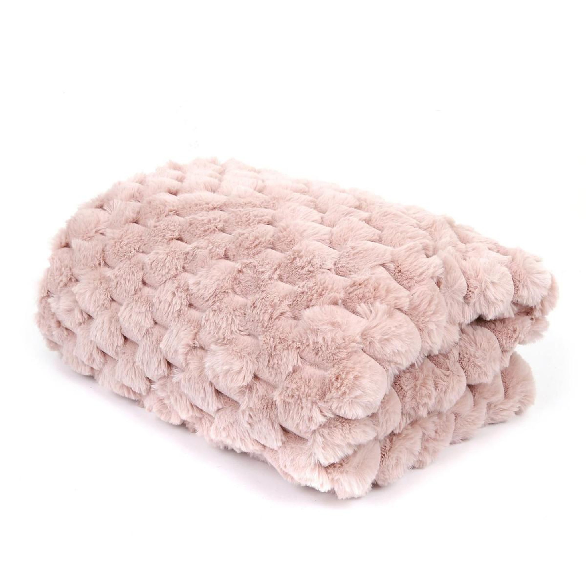 The Home Deco Factory Plaid imitation fourrure uni  opulence  120x150cm rose