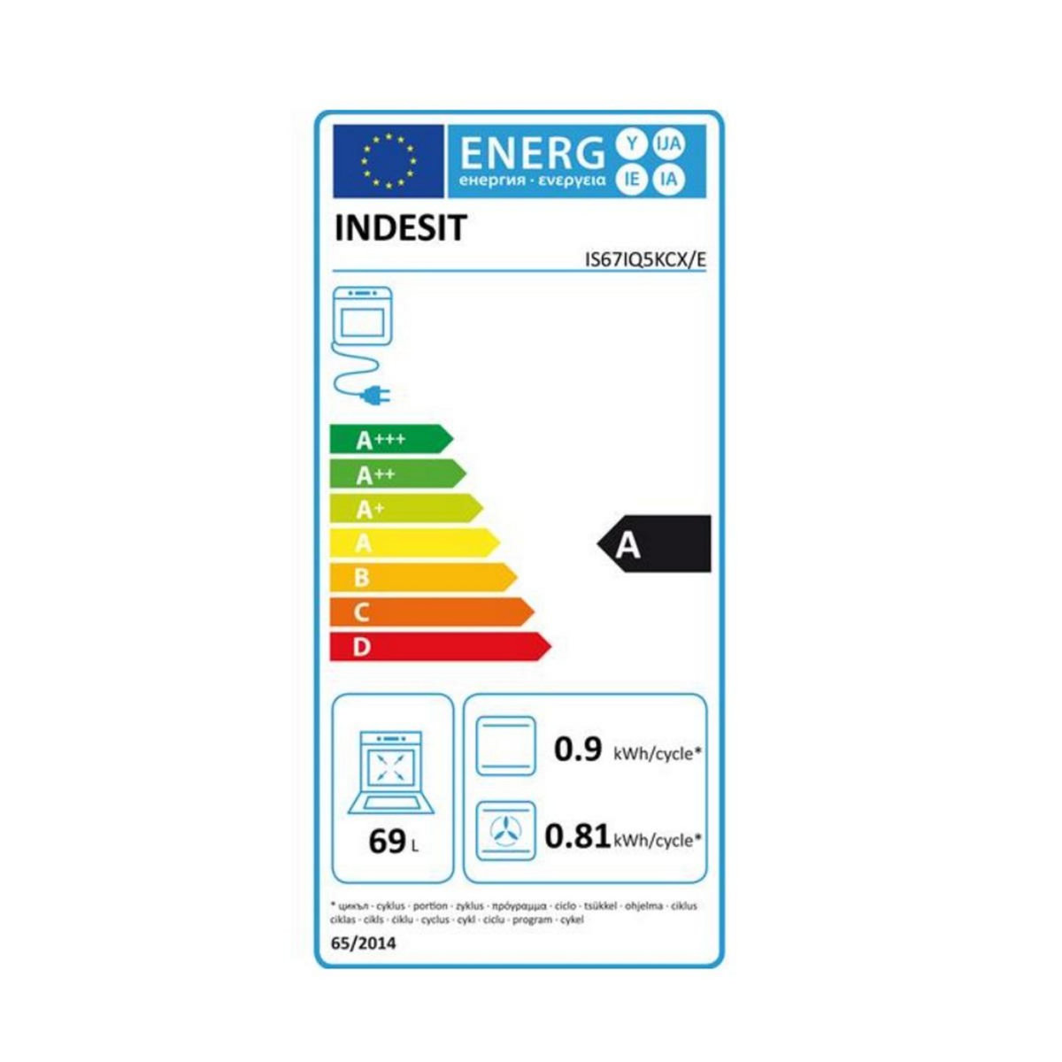 Indesit Cuisinière induction 69l 3 feux - IS67IQ5KCX/E