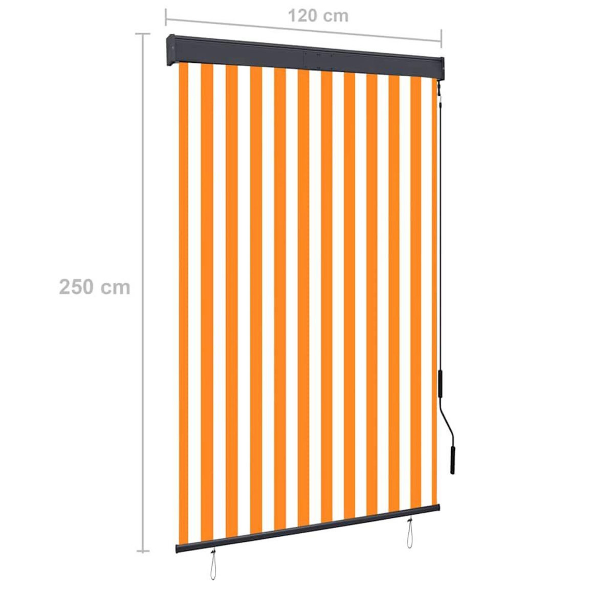 VIDAXL Store roulant d'exterieur 120x250 cm Blanc et orange
