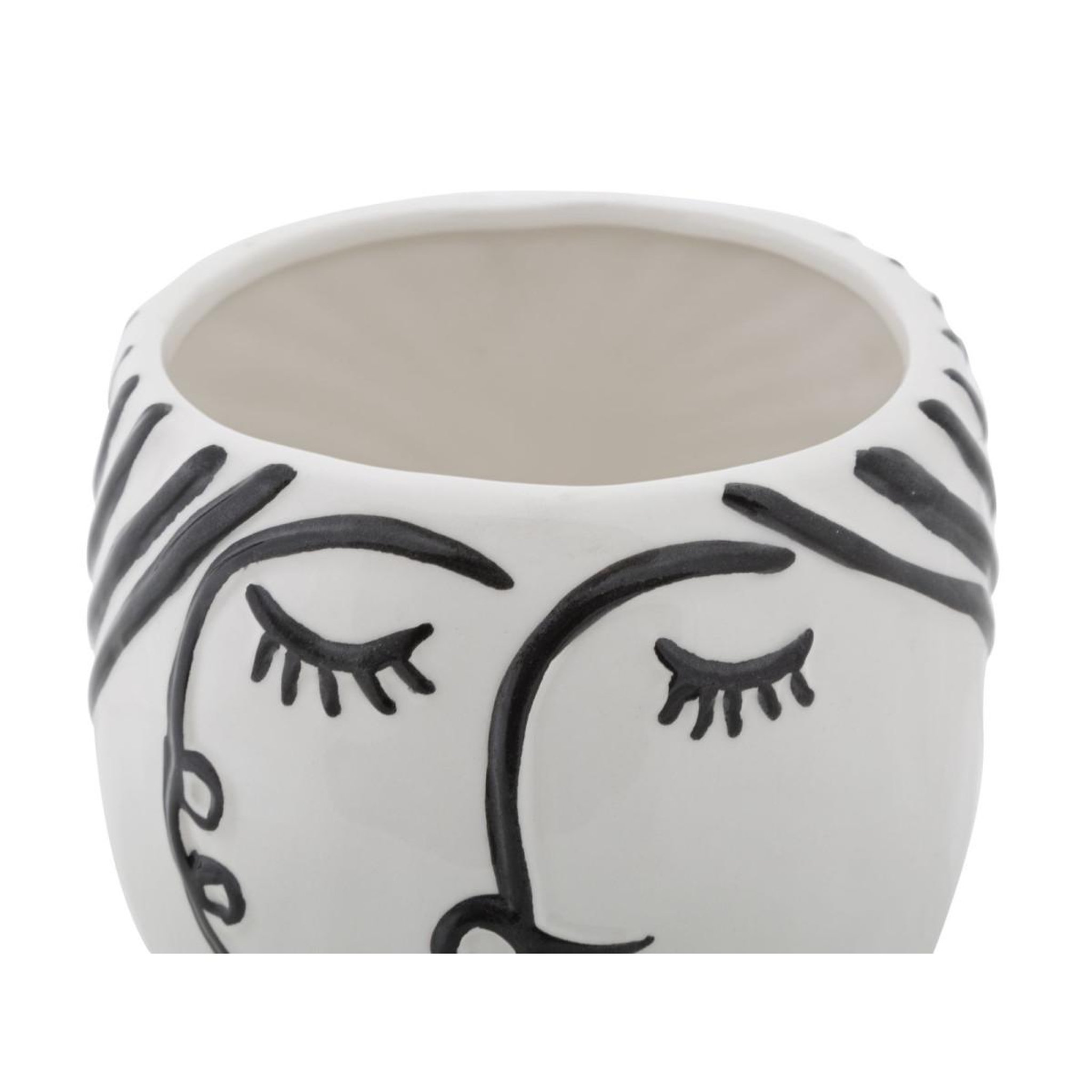 Voir la diapositive 2 : Paris Prix Vase pot visage en porcelaine  face  18cm blanc & noir