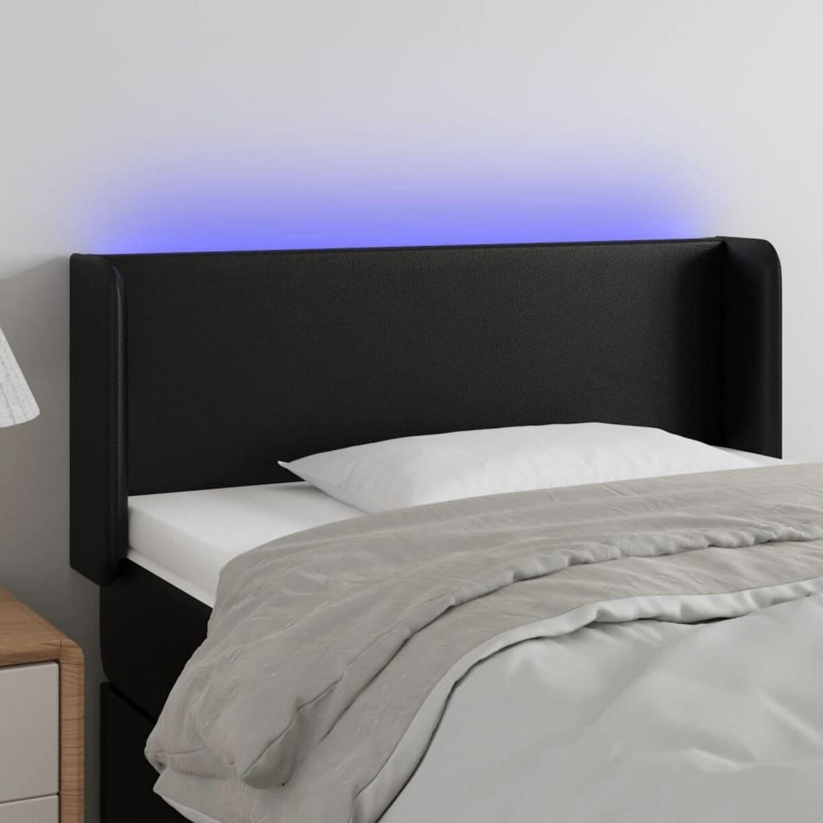 VIDAXL Tete de lit a LED Noir 93x16x78/88 cm Similicuir