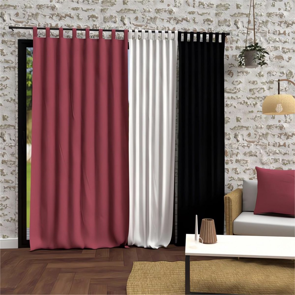 SOLEIL D'OCRE Rideau à pattes en microfibre lavée 135x250 cm BOHEME, par Soleil d'Ocre