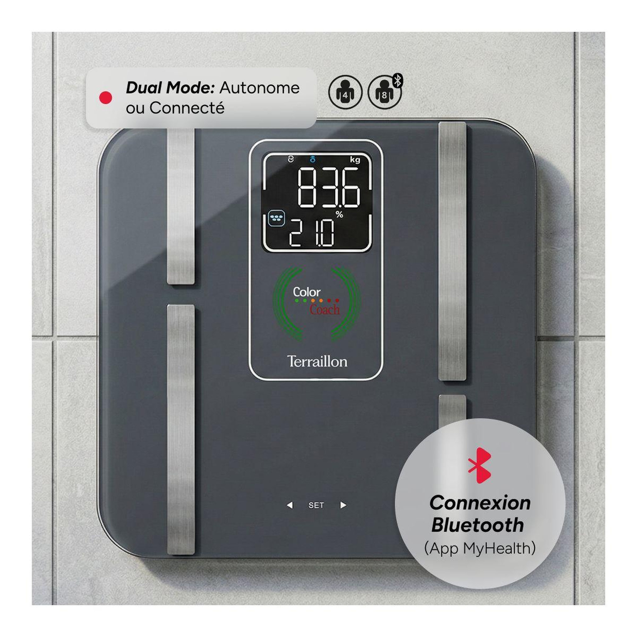 Voir la diapositive 5 : Terraillon Pèse personne connecté COLOR COACH FIT
