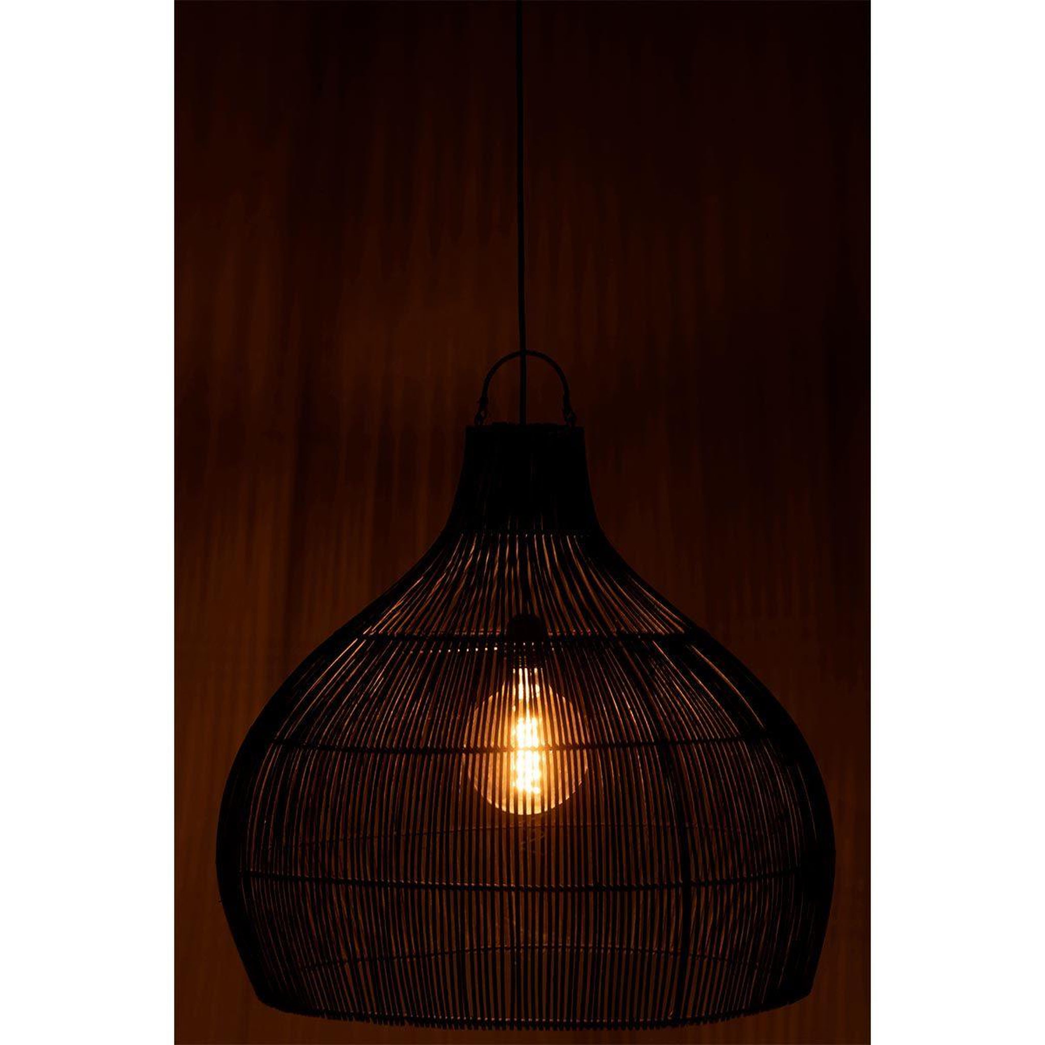 Voir la diapositive 4 : J-LINE Abat-jour poire en rotin  lyna  83cm noir