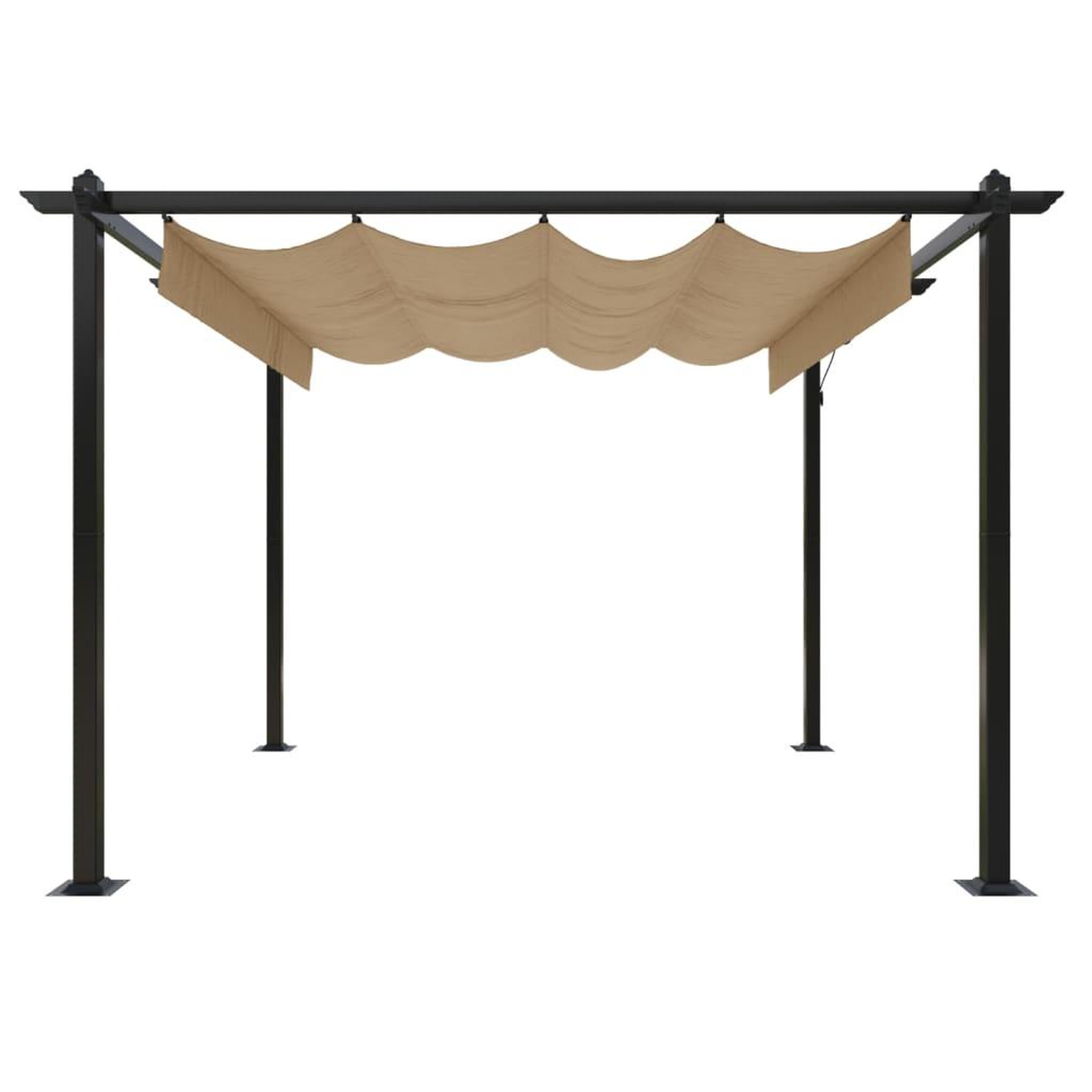 Voir la diapositive 5 : VIDAXL Tonnelle de jardin avec toit retractable 3x3 m Taupe
