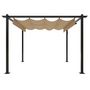 Voir la diapositive 5 : VIDAXL Tonnelle de jardin avec toit retractable 3x3 m Taupe