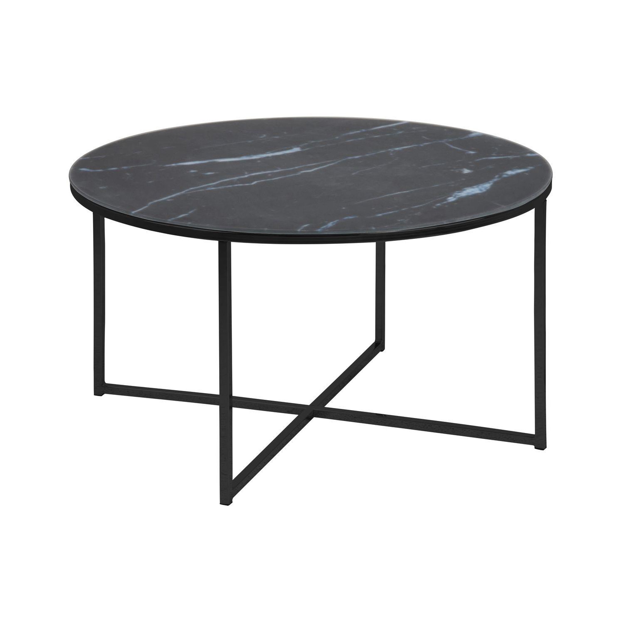 Voir la diapositive 3 : TOILINUX Table basse ronde effet marbre en verre et métal